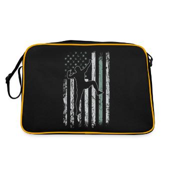 Freeclimbing Retro USA Flagge Berge 4th of July - Retro Tasche - Schwarz/Gold - Hinten