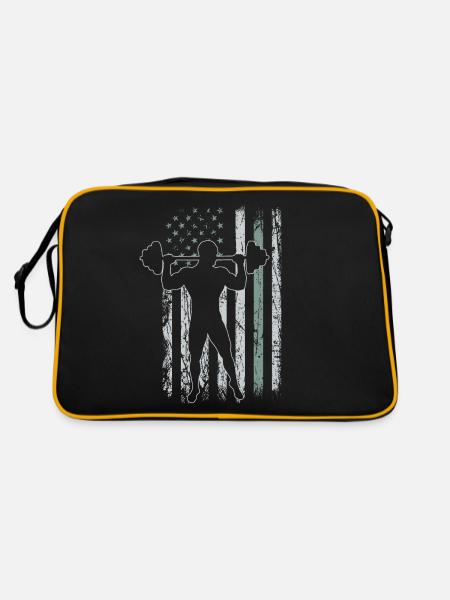 Weightlifting Retro USA Flag Gym 4th of July - Retro Bag - black/gold - Back