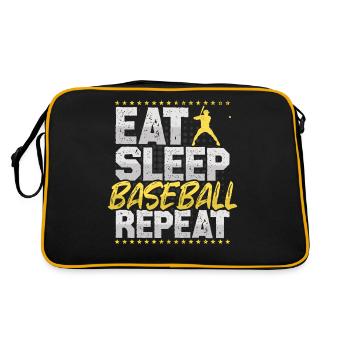 Baseball Eat Sleep Repeat Pitcher Catcher Baseball - Retro Tasche - Schwarz/Gold - Hinten