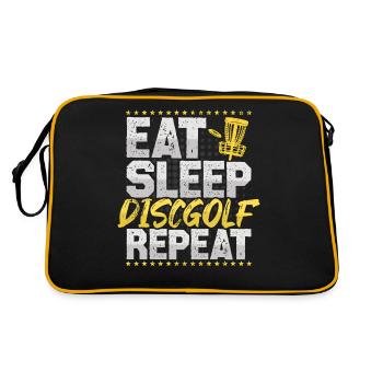 Discgolf Eat Sleep Repeat Frisbee Hobby Discgolf - Retro Bag - black/gold - Back