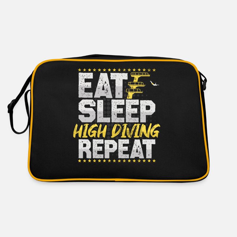Turmspringen Eat Sleep Repeat Schwimmen Hobby Retro Tasche