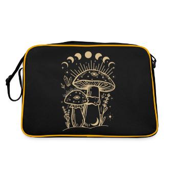Boho Mushrooms Cottage Core Aesthetic Goblincore - Retro Bag - black/gold - Back