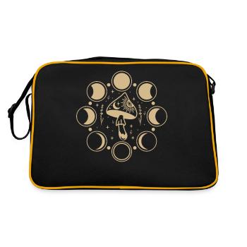 Boho Mushrooms Cottage Core Aesthetic Goblincore - Retro Bag - black/gold - Back