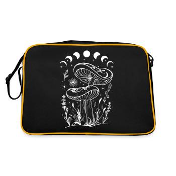 Boho Mushrooms Cottage Core Aesthetic Goblincore - Retro Bag - black/gold - Back