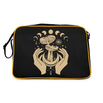 Boho Mushrooms Cottage Core Aesthetic Goblincore - Retro Bag - black/gold - Back