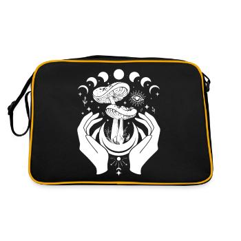 Boho Mushrooms Cottage Core Aesthetic Goblincore - Retro Bag - black/gold - Back