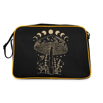 Boho Mushrooms Cottage Core Aesthetic Goblincore - Retro Bag - black/gold - Back