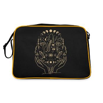 Boho Mushrooms Cottage Core Aesthetic Goblincore - Retro Bag - black/gold - Back