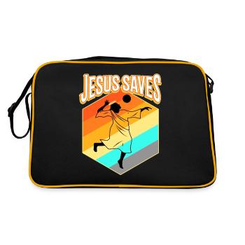 Jesus and Volleyball - Retro Tasche - Schwarz/Gold - Hinten