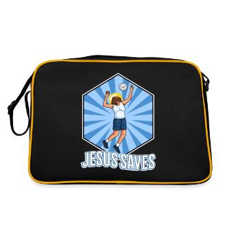 Jesus and Volleyball - Retro Tasche - Schwarz/Gold - Hinten