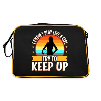 I know i play like a girl volleyball - Retro Tasche - Schwarz/Gold - Hinten