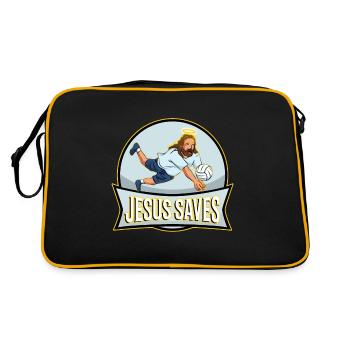 Jesus and Volleyball - Retro Tasche - Schwarz/Gold - Hinten
