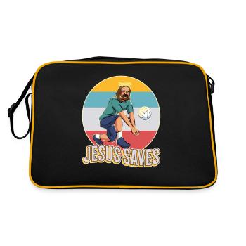 Jesus and Volleyball - Retro Tasche - Schwarz/Gold - Hinten
