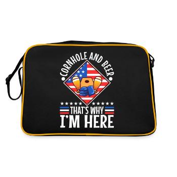 Cornhole and beer that's why im here - Retro Bag - black/gold - Back