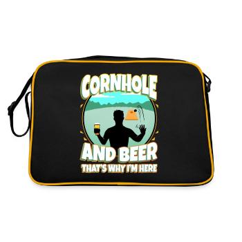 Cornhole and beer that's why im here - Retro Bag - black/gold - Back