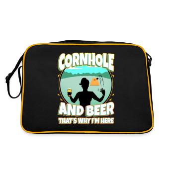 Cornhole and beer that's why im here - Retro Bag - black/gold - Back