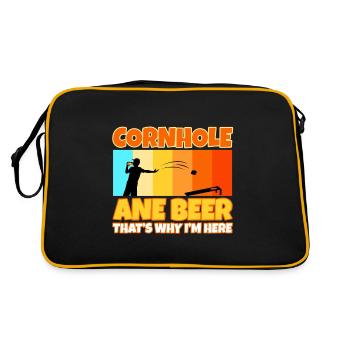 Cornhole and beer that's why im here - Retro Bag - black/gold - Back