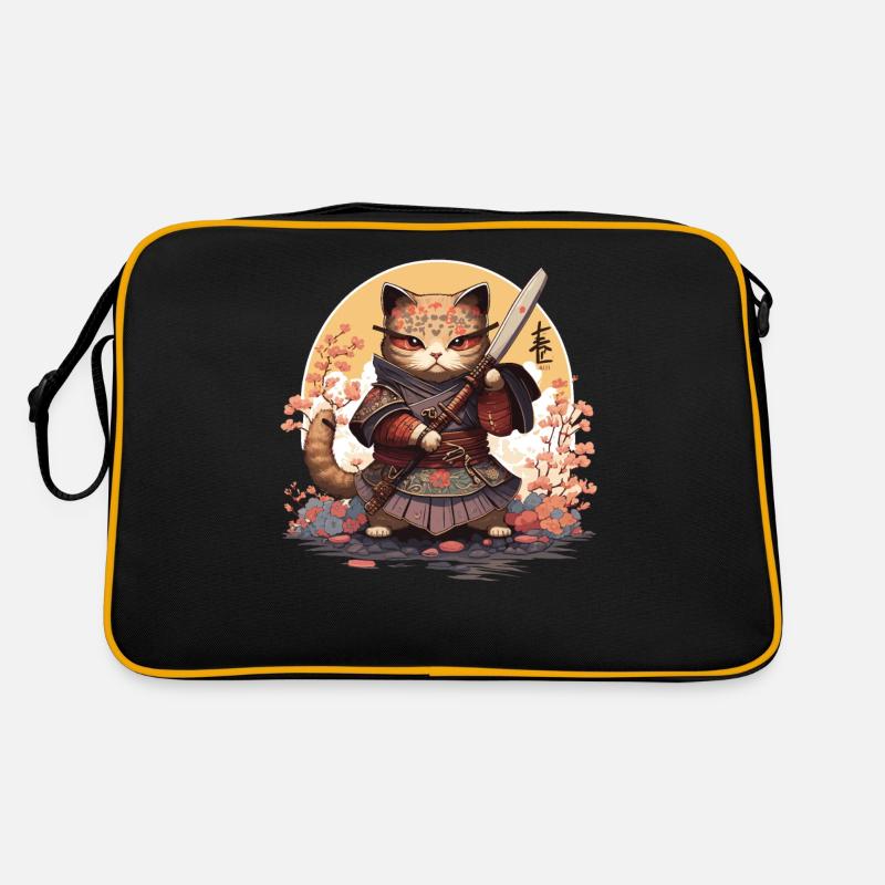 Samurai Katze Kawaii Japanische Ninja Katze Retro Tasche