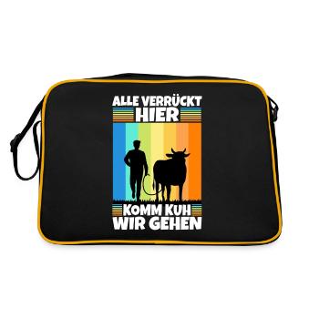 Alle verrückt hier komm Kuh wir gehen - Retro Tasche - Schwarz/Gold - Hinten