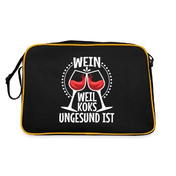 Wein weil koks ungesund ist - Retro Tasche - Schwarz/Gold - Hinten