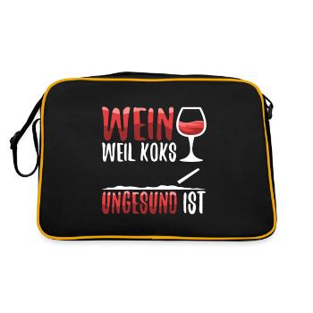 Wein weil koks ungesund ist - Retro Tasche - Schwarz/Gold - Hinten