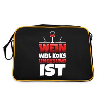 Wein weil koks ungesund ist - Retro Tasche - Schwarz/Gold - Hinten