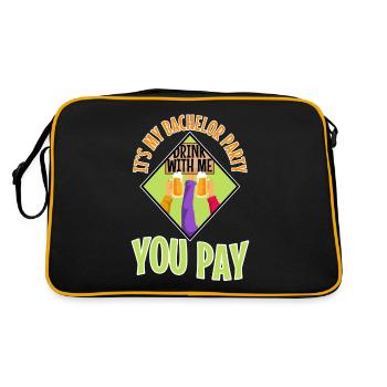 C’est mon enterrement de vie de garçon avec moi vous payez - Sac Retro - noir/or - Dos