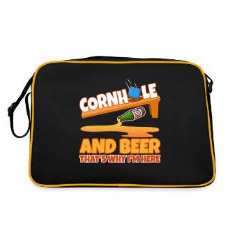 Cornhole and beer that's why im here - Retro Bag - black/gold - Back