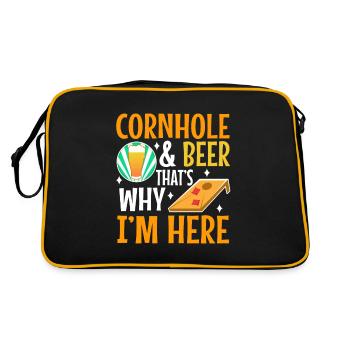 Cornhole and beer that's why im here - Retro Bag - black/gold - Back