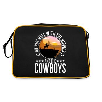 Raisin' Hell With The Hippies And The Cowboys - Retro Tasche - Schwarz/Gold - Hinten