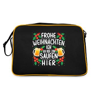 Frohe Weihnachten ich bin nur zum saufen hier - Retro Tasche - Schwarz/Gold - Hinten