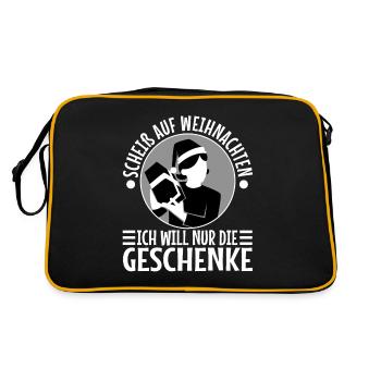 Scheiß auf Weihnachten ich will nur die Geschenke - Retro Tasche - Schwarz/Gold - Hinten