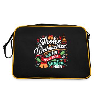 Frohe Weihnachten ich bin nur zum saufen hier - Retro Tasche - Schwarz/Gold - Hinten