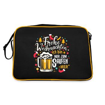 Frohe Weihnachten ich bin nur zum saufen hier - Retro Tasche - Schwarz/Gold - Hinten