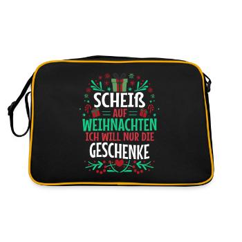 Scheiß auf Weihnachten ich will nur die Geschenke - Retro Tasche - Schwarz/Gold - Hinten