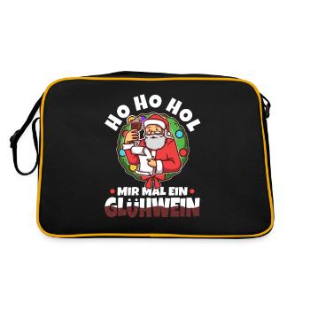 Ho Ho Hol mir mal ein Glühwein - Retro Tasche - Schwarz/Gold - Hinten