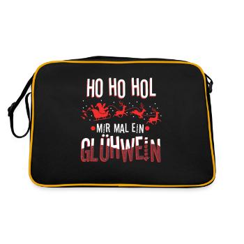 Ho Ho Hol mir mal ein Glühwein - Retro Tasche - Schwarz/Gold - Hinten