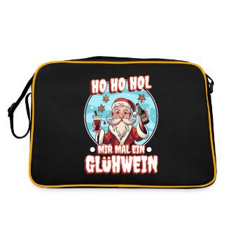 Ho Ho Hol mir mal ein Glühwein - Retro Tasche - Schwarz/Gold - Hinten