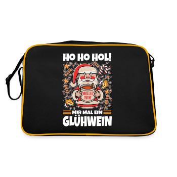 Ho Ho Hol mir mal ein Glühwein - Retro Tasche - Schwarz/Gold - Hinten