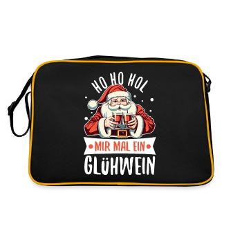 Ho Ho Hol mir mal ein Glühwein - Retro Tasche - Schwarz/Gold - Hinten