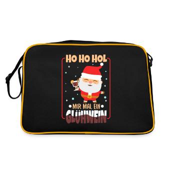 Ho Ho Hol mir mal ein Glühwein - Retro Tasche - Schwarz/Gold - Hinten