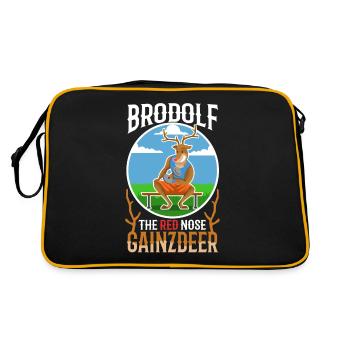 Brodolf The Red Nose Gainzdeer - Retro Tasche - Schwarz/Gold - Hinten
