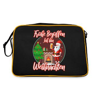 Frohe besoffen ich bin Weihnachten - Retro Tasche - Schwarz/Gold - Hinten