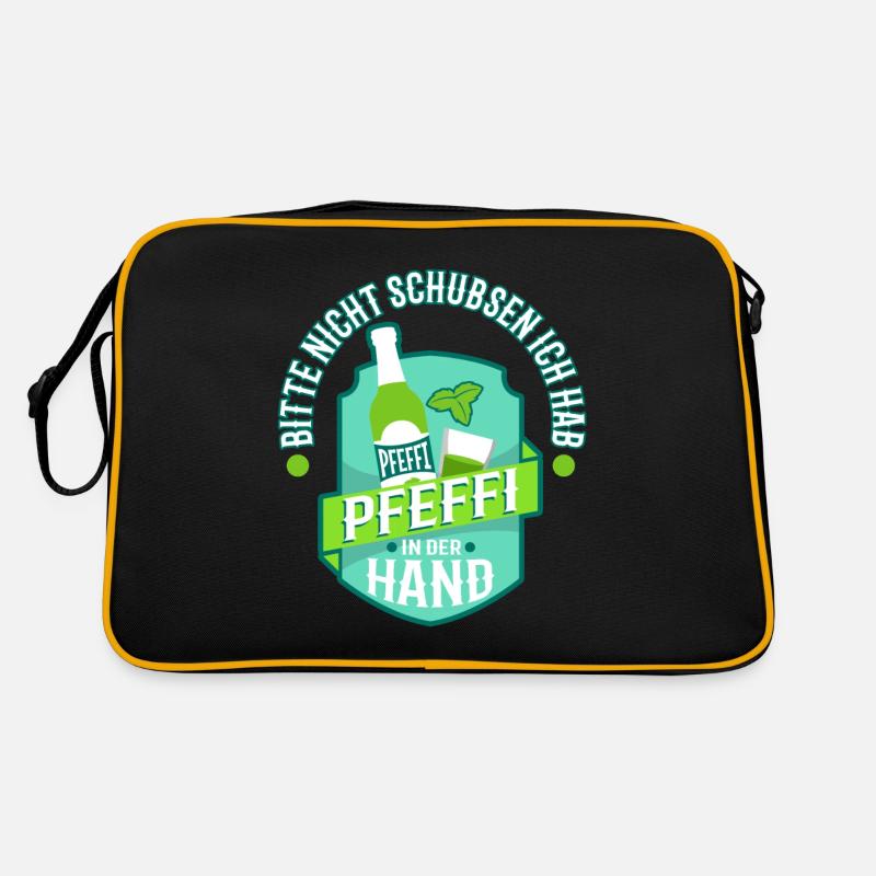 Bitte nicht schubsen ich hab Pfeffi in der Hand Retro Tasche