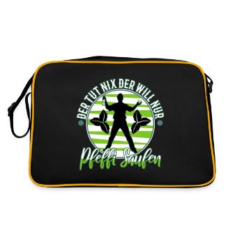 Der tut nix der will nur Pfeffi Saufen - Retro Tasche - Schwarz/Gold - Hinten