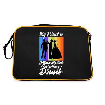 My friend is getting married, im getting drunk - Retro Bag - black/gold - Back