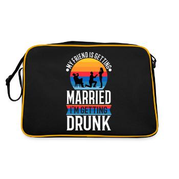 My friend is getting married, im getting drunk - Retro Bag - black/gold - Back
