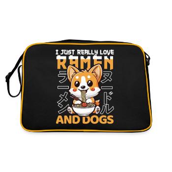 Dog Loves Ramen Bowl Kawaii Anime - Retro Bag - black/gold - Back