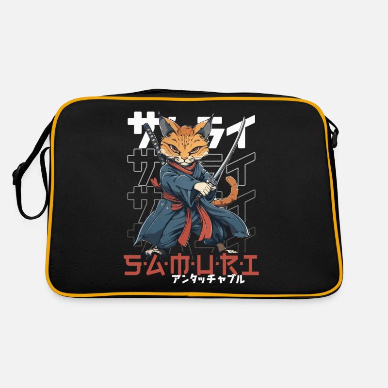 Samurai Cat Kawaii Japanische Ninja Katze Retro Tasche