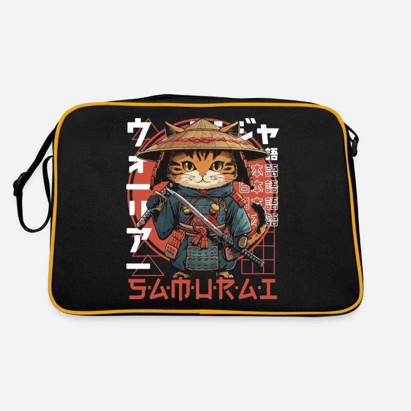 Samurai Cat Kawaii Japanische Ninja Katze Retro Tasche